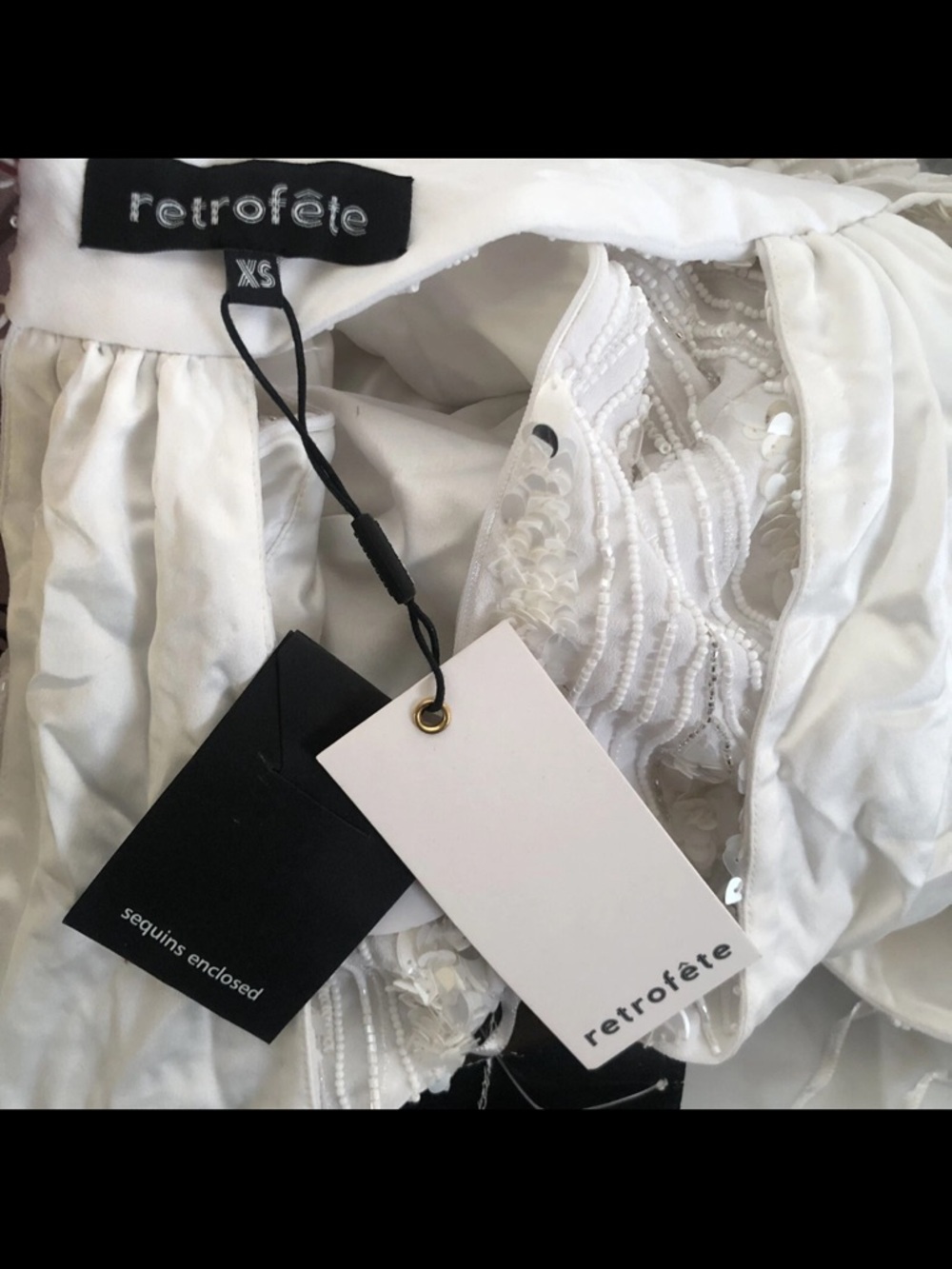 Retrofete White Halter Sequin Gown XS new w tags - Picture 7 of 10
